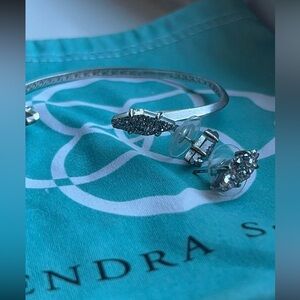 Kendra Scott Gunmetal Drusy Bracelet & Earring Set